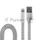 USB кабель для iPhone 5/6/7/8/X моделей, белый текстиль, 1 метр (плоский шнур) REXANT