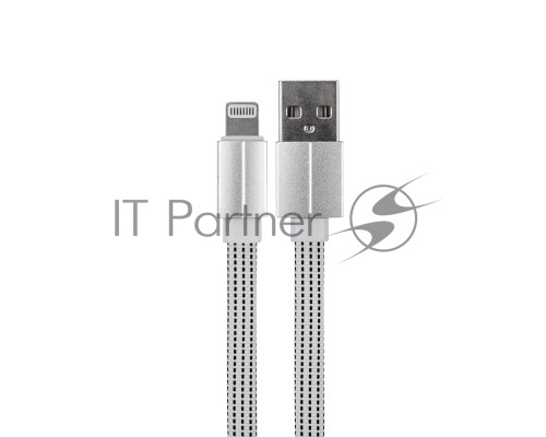USB кабель для iPhone 5/6/7/8/X моделей, белый текстиль, 1 метр (плоский шнур) REXANT