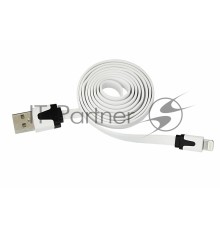 USB кабель для iPhone 5/6/7 моделей slim шнур плоский 1 м белый