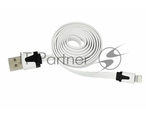 USB кабель для iPhone 5/6/7 моделей slim шнур плоский 1 м белый