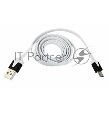 Кабель универсальный microUSB шнур плоский 1 м белый