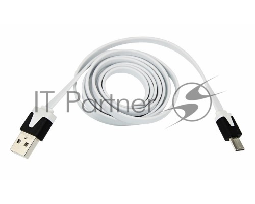 Кабель универсальный microUSB шнур плоский 1 м белый