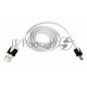 Кабель универсальный microUSB шнур плоский 1 м белый