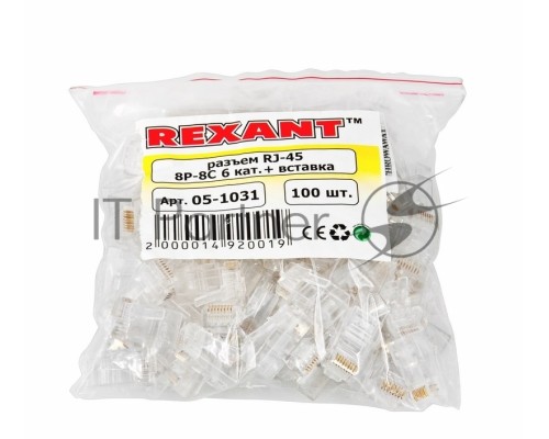 Rexant Разъем RJ-45(8P8C) под витую пару, UTP, категория 6, с вставкой