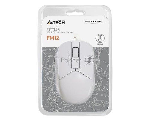Мышь проводная A4Tech Fstyler FM12S белый, 1200 dpi, USB, кнопки - 3
