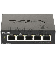 Коммутатор D-Link DGS-1100-05V2/A1A, L2 Smart Switch with 5 10/100/1000Base-T ports.8K Mac address, 802.3x Flow Control, Port Trunking, Port Mirroring, IGMP Snooping, 32 of 802.1Q VLAN, VID range 1-4094, Loopba