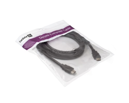 Кабель HDMI ExeGate EX287724RUS EX-CC-HDMI2-3.0F (19M/19M, v2.0, 3м, 4K UHD, Ethernet, ферритовые кольца, позолоченные контакты)