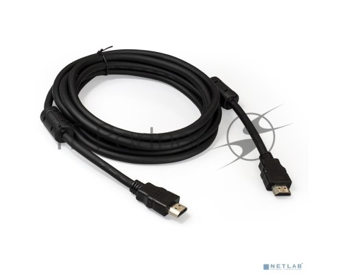 Кабель HDMI ExeGate EX287724RUS EX-CC-HDMI2-3.0F (19M/19M, v2.0, 3м, 4K UHD, Ethernet, ферритовые кольца, позолоченные контакты)
