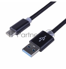 Шнур USB 3.1 type C (male)-USB 2.0 (male) в тканевой оплетке 1 м черный REXANT