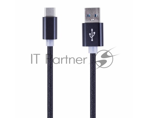 Шнур USB 3.1 type C (male)-USB 2.0 (male) в тканевой оплетке 1 м черный REXANT