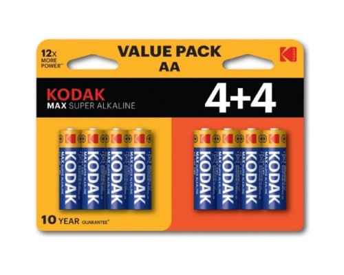 [Батарейка] Kodak LR6 4+4Bl Max Super Alkaline (8 шт. в уп-ке)