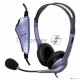 Проводная гарнитура Genius HS-04S (крепление - оголовье, накладные наушники, разъем mini jack 3.5 мм, фиксированное крепление микрофона.) Цвет сиреневый.