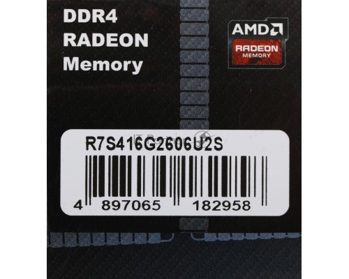 Оперативная память AMD 16GB DDR4 2666 DIMM R7 Performance Series Black Gaming Memory R7S416G2606U2S Non-ECC, CL16, 1.2V, Heat Shield, RTL
