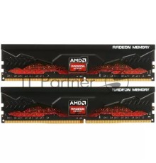 Оперативная память 16GB AMD Radeon™ DDR4 3200 DIMM R9 Gamers Series Black Gaming Memory R9S416G3206U2K Non-ECC, CL16,  1.35V, Heat Shield, Kit (2x8GB), RTL