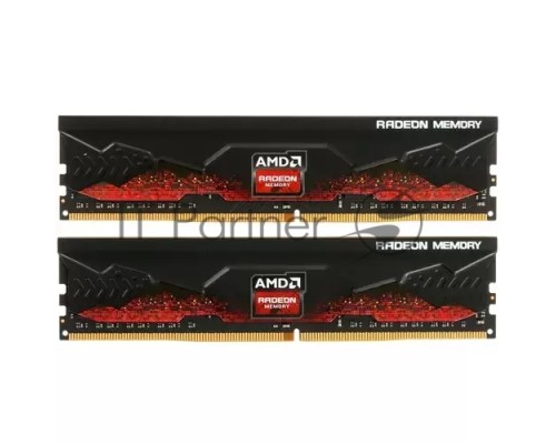 Оперативная память 16GB AMD Radeon™ DDR4 3200 DIMM R9 Gamers Series Black Gaming Memory R9S416G3206U2K Non-ECC, CL16,  1.35V, Heat Shield, Kit (2x8GB), RTL