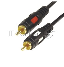 Шнур 2 RCA - 2 RCA, длина 5 метров, черный (GOLD) REXANT