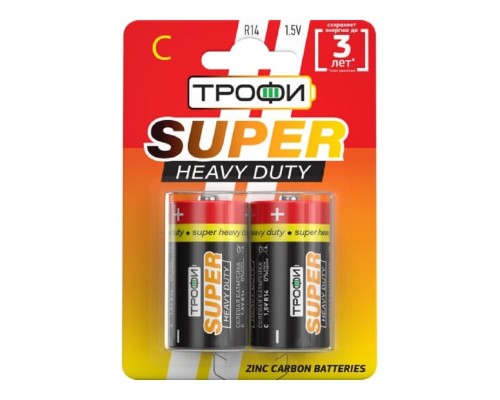 [Батарейка] Трофи R14-2Bl Super Haevy Duty Zinc (12/96/7680) (2 шт. в уп-ке)