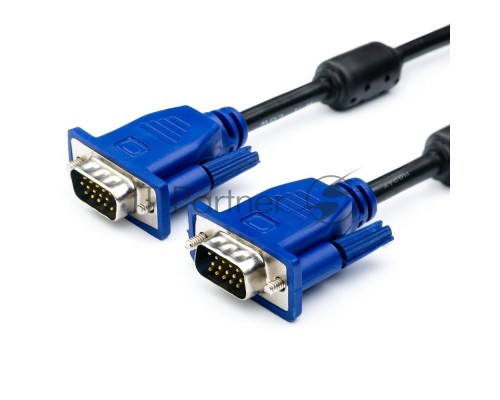 Кабель VGA 3 m (2 феррита, черно-синий, в пакете)