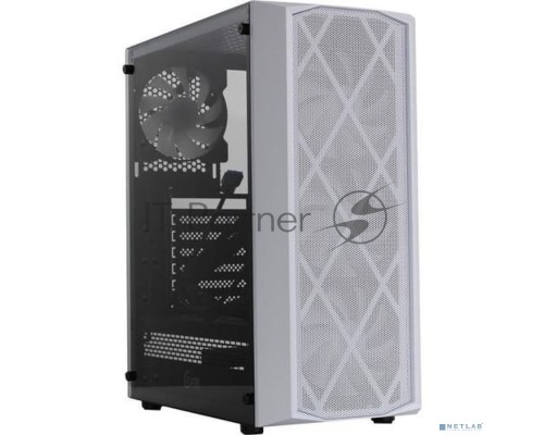 Компьютерный корпус Powercase Rhombus X4 White, Tempered Glass, Mesh, 4x 120mm 5-color LED fan, белый, ATX  (CMRMW-L4)