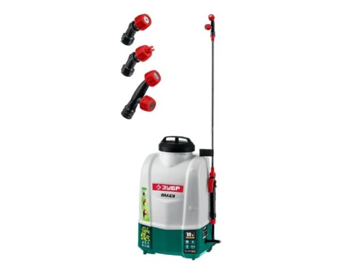 [Бензоинструмент] Опрыскиватель Зубр Мастер ОПЛ-10, аккумуляторный, наплечный, 10л, зеленый/белый