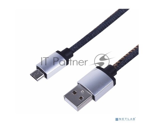Кабель REXANT USB - microUSB, шнур в джинсовой оплетке