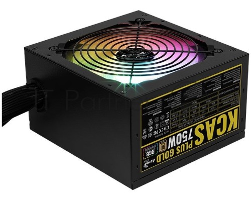 Блок питания Aerocool KCAS PLUS GOLD 750W <750W, ATX v2.4, APFC, Fan ARGB 12cm, 80+ Gold, Retail>