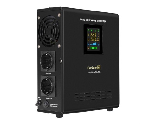 [ИБП] Exegate EX295996RUS ИБП (инвертор, синус, для котла) настенный ExeGate FineSine SX-800.LCD.AVR.2SH <800VA/500W, чистая синусоида, цветной LCD-дисплей, AVR, 2*Schuko, линейно-интерактивный, внешняя бат