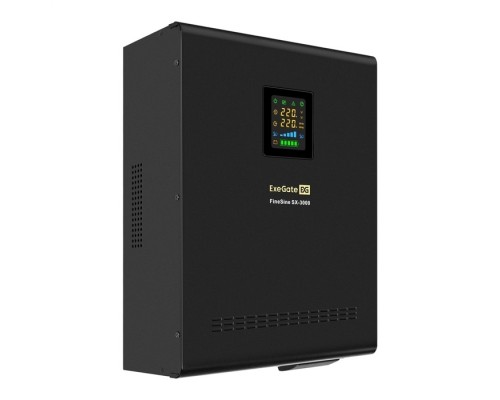 [ИБП] Exegate EX296003RUS ИБП (инвертор, синус, для котла) настенный ExeGate FineSine SX-3000.LCD.AVR.2SH.T <3000VA/2100W, чистая синусоида, цветной LCD-дисплей, AVR, 2*Schuko + клеммы, линейно-интерактивны