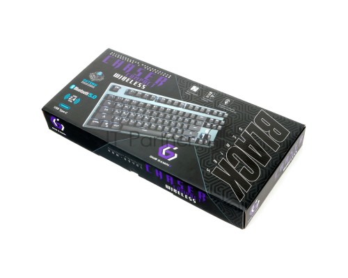 Клавиатура беспр. механ. Gembird KBW-G540L, BT 5.0/2,4 ГГц/USB, мет, переключатели Outemu Blue, 87 клавиши, белая подсветка