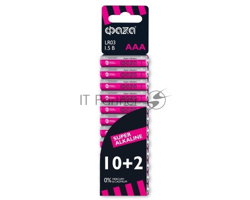Элемент питания алкалиновый LR03 Super Alkaline SBL-10+2 (уп.12шт) ФАZА 2854612