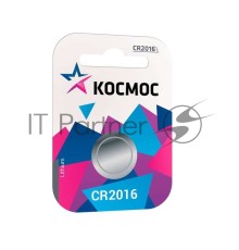 Элемент питания литиевый CR 2016 1хBL (блист.1шт) Космос KOC20161BL