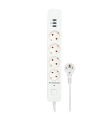 Гарнизон Сетевой фильтр 2.0 EPS-4-U3-W-4  Мультипорт, 4р, 10А, 3xUSB, 4м, ур.защиты 2+, белый, пакет (21447)