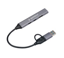 Gembird Разветвитель USB 3.0/2.0 , 4 порта: 2xType-C, 1xUSB 3.0, 1xUSB 2.0, кабель Type-C+USB (UHB-C444)