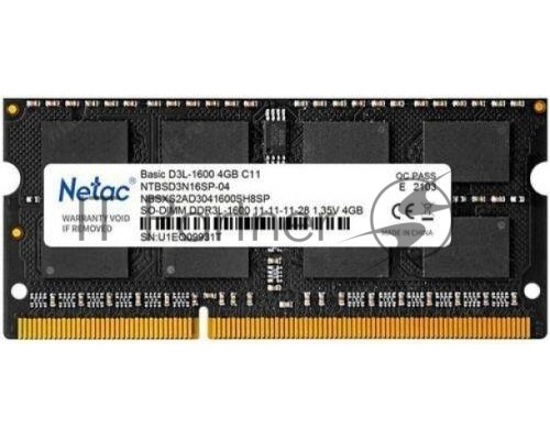 Оперативная память Netac 4Gb DDR3 1600MHz SO-DIMM (NTBSD3N16SP-04)