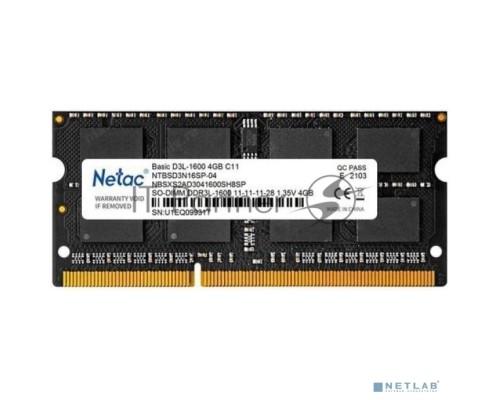 Оперативная память Netac 4Gb DDR3 1600MHz SO-DIMM (NTBSD3N16SP-04)