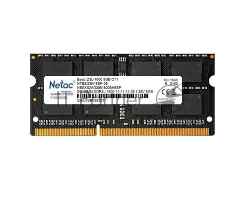 Оперативная память Netac 8Gb DDR3L 1600MHz SO-DIMM (NTBSD3N16SP-08)