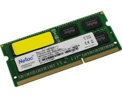 Оперативная память Netac 8Gb DDR3L 1600MHz SO-DIMM (NTBSD3N16SP-08)