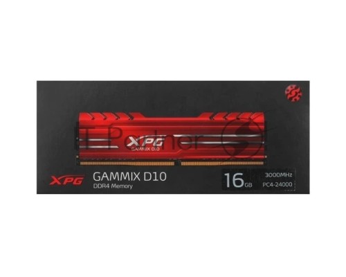 Модуль памяти 16GB ADATA DDR4 3000 DIMM XPG GAMMIX D10 Red Gaming Memory AX4U300016G16A-SR10 Non-ECC, CL16, 1.35V, Heat Shield, RTL