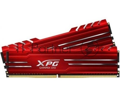Модуль памяти 16GB ADATA DDR4 3200 DIMM XPG GAMMIX D10 Red Gaming Memory AX4U32008G16A-DR10 Non-ECC, CL16, 1.35V, Heat Shield, Kit (2x8GB), RTL