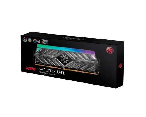 Оперативная память Adata 16GB DDR4 3200MHz XPG SPECTRIX D41 RGB Grey Gaming Memory AX4U320016G16A-ST41 Non-ECC, CL16, 1.35V, Heat Shield, RTL