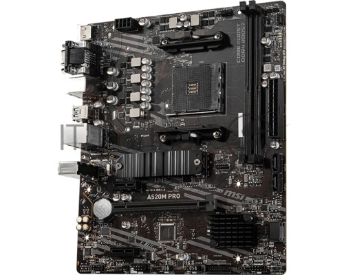 Материнская плата MSI A520M PRO, AM4, AMD A520, 2xDDR4, 4xSATA, 1xM.2, 1xPCI-E 3.0 x16, 1xDVI-D, 1xHDMI, 1x 1Gb LAN, 2xUSB 2.0, 4xUSB 3.2 Gen 1, 3x3.5 мм, 7.1, Micro-ATX