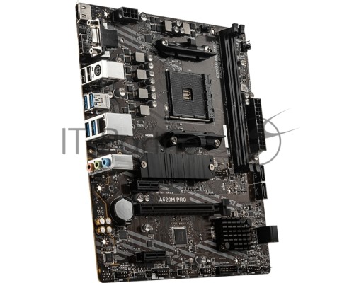 Материнская плата MSI A520M PRO, AM4, AMD A520, 2xDDR4, 4xSATA, 1xM.2, 1xPCI-E 3.0 x16, 1xDVI-D, 1xHDMI, 1x 1Gb LAN, 2xUSB 2.0, 4xUSB 3.2 Gen 1, 3x3.5 мм, 7.1, Micro-ATX