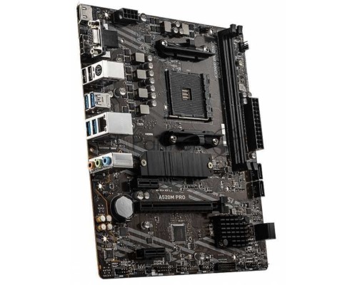 Материнская плата MSI A520M PRO, AM4, AMD A520, 2xDDR4, 4xSATA, 1xM.2, 1xPCI-E 3.0 x16, 1xDVI-D, 1xHDMI, 1x 1Gb LAN, 2xUSB 2.0, 4xUSB 3.2 Gen 1, 3x3.5 мм, 7.1, Micro-ATX