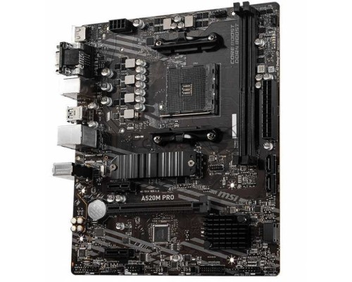 Материнская плата MSI A520M PRO, AM4, AMD A520, 2xDDR4, 4xSATA, 1xM.2, 1xPCI-E 3.0 x16, 1xDVI-D, 1xHDMI, 1x 1Gb LAN, 2xUSB 2.0, 4xUSB 3.2 Gen 1, 3x3.5 мм, 7.1, Micro-ATX
