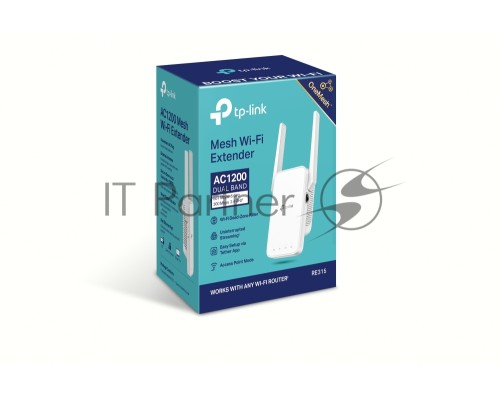 Усилитель TP-Link Wi-Fi сигнала AC1200 OneMesh Wi-Fi Range Extender/Signal Amplifier, dual-band Wi-Fi, two external antennas, 1 10/100Mbps port, 1 WPS button, supports RE/AP mode, Smart signal indicator, easy setup/management via Tether APP/Web UI.