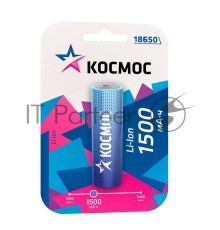 Аккумулятор Li-ion 18650 1500мА.ч без защиты (блист.1шт) Космос KOC18650Li-ion15UBL1