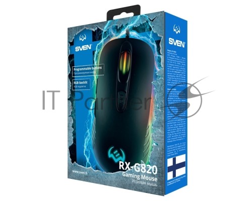 Мышь проводная SVEN RX-G820 черный, 4800 dpi, USB, кнопки - 6