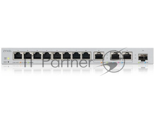 Коммутатор Zyxel Smart L2 XGS1250-12, 8xGE, 3x1/2,5/5/10G, 1xSFP+, настольный (NEW)