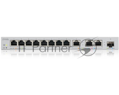 Коммутатор Zyxel Smart L2 XGS1250-12, 8xGE, 3x1/2,5/5/10G, 1xSFP+, настольный (NEW)