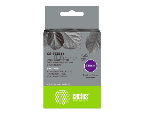 Картридж ленточный Cactus CS-TZE611 черный для Brother 1010/1280/1280VP/2700VP